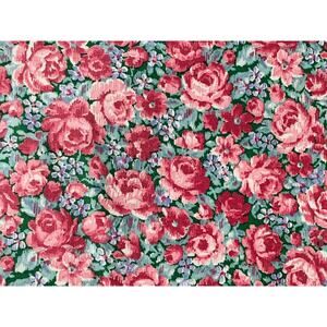 Quilting Fabric By The Yard Mauve Rose Peter Pan Vtg Green 44 Wide Small Print